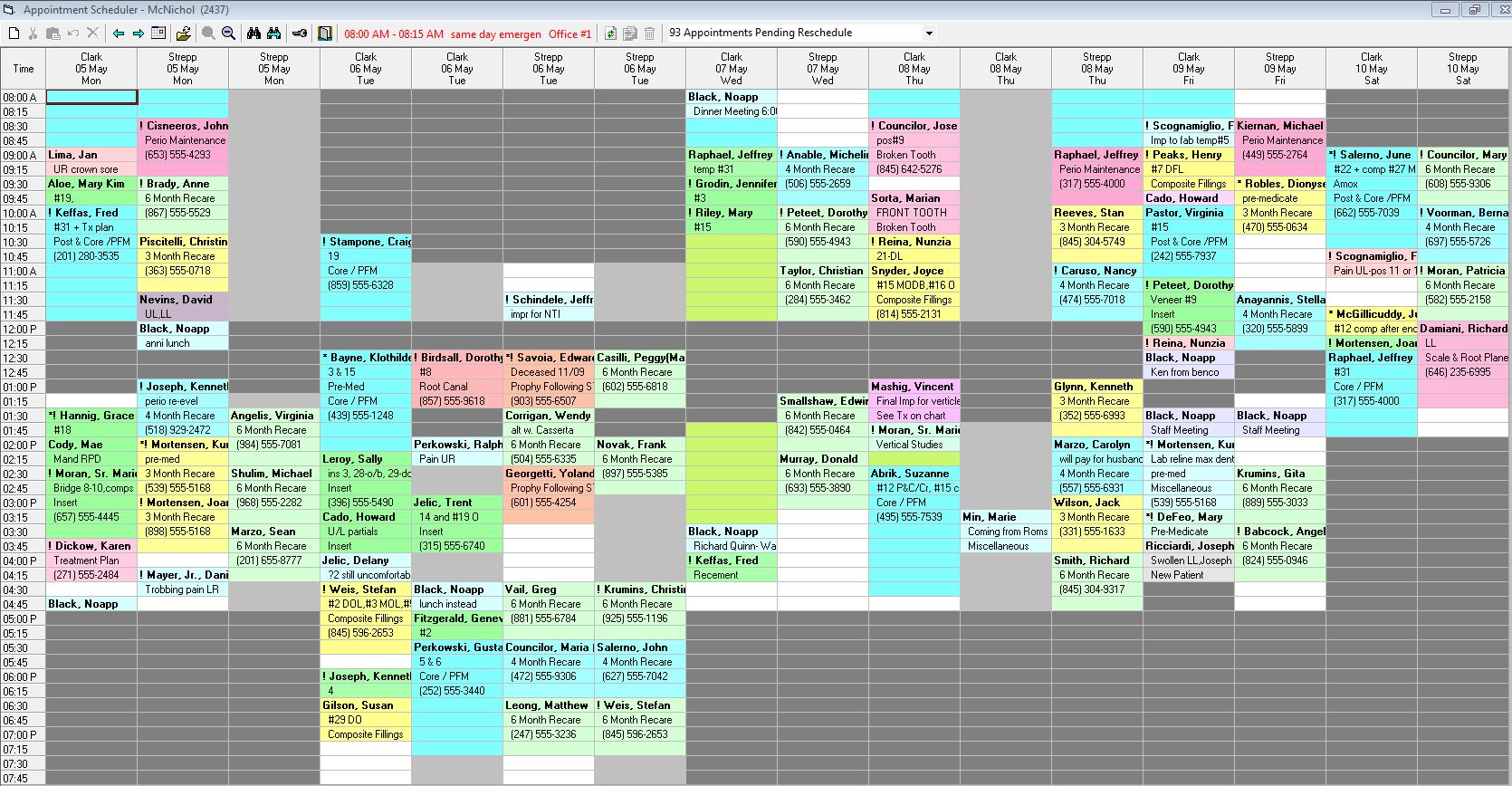 Dental Block Scheduling Template