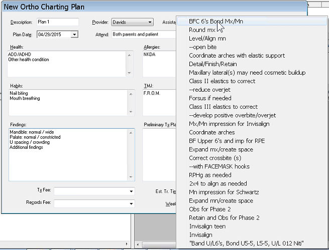 New Orthpdontic Charting Plan