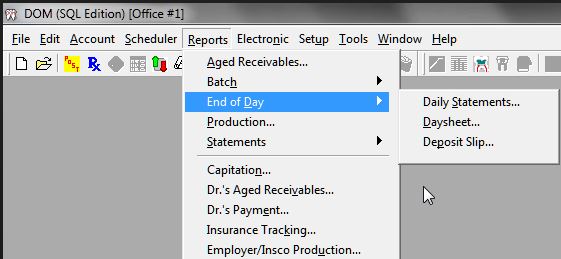 Dental practice end of day reports